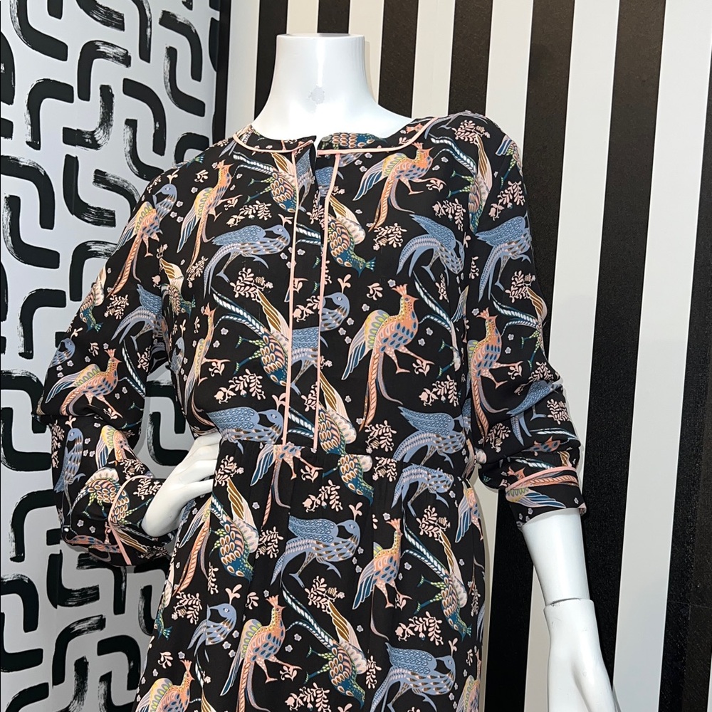 LOFT Black and Pink Long Sleeve Dress